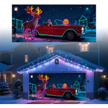 (G, -) Christmas Garage Door Cover Banner with LED, 13.1x6 ft Decor