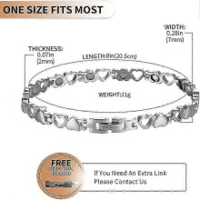 (Silver) Magnetic Bracelets For Women Titanium Steel With Strong Magnets Heart-shaped Bracelet (silver) miao3