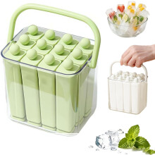 (Green-12, -) Silikon Eisstiel Tray, 6/12 Sticks, Aufbewahrung, Wiederverwendbar, Popsicle, Grün, 12, Form
