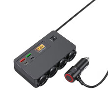 120 W Multifunktions-Autoladegerät Usb/Type-C Schnellladung Vier Konvertierungsschnittstellen, mit Digitaler Spannungsanzeige