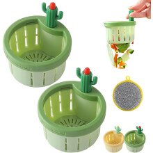 (2pcs-green, -) Cactus Gootsteen Zeef - 2 Stuks Groene Keukenfilter