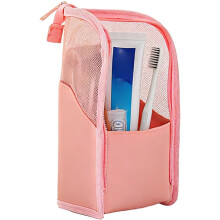 (Pink, -) Geantă de toaletă verticală, organizator cosmetic pliabil din EVA transparent