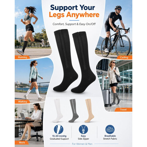 (Classic-2pcsi, XX-Large) Chaussettes compression, sport 1