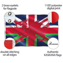 (2.5x4FT) Welsh Flag with Union Jack Wales Flag Wales Dragon 100% Polyester Double Seam 2 Eyelets for Outdoor and Indoor Display