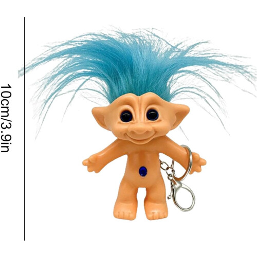 (Blue, -) Porte-clés troll, 10cm cheveux, rétro 1
