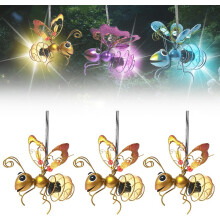 (Gold, -) 3PCS Solar Hanging Bee Light, Iron Insect Statue with Fairy Lights