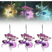 (Purple, -) 3PCS Solar Hanging Bee Light, Iron Insect Statue with Fairy Lights