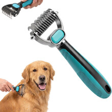 (large, -) 2-In-1 Double-Sided Pet Grooming Rake, Dematting Comb for Pets
