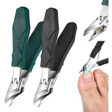 (Green+black, -) 25 viistoreunainen kynsisakset, leveäleukainen, roiskesuojattu, paksuille kynsille