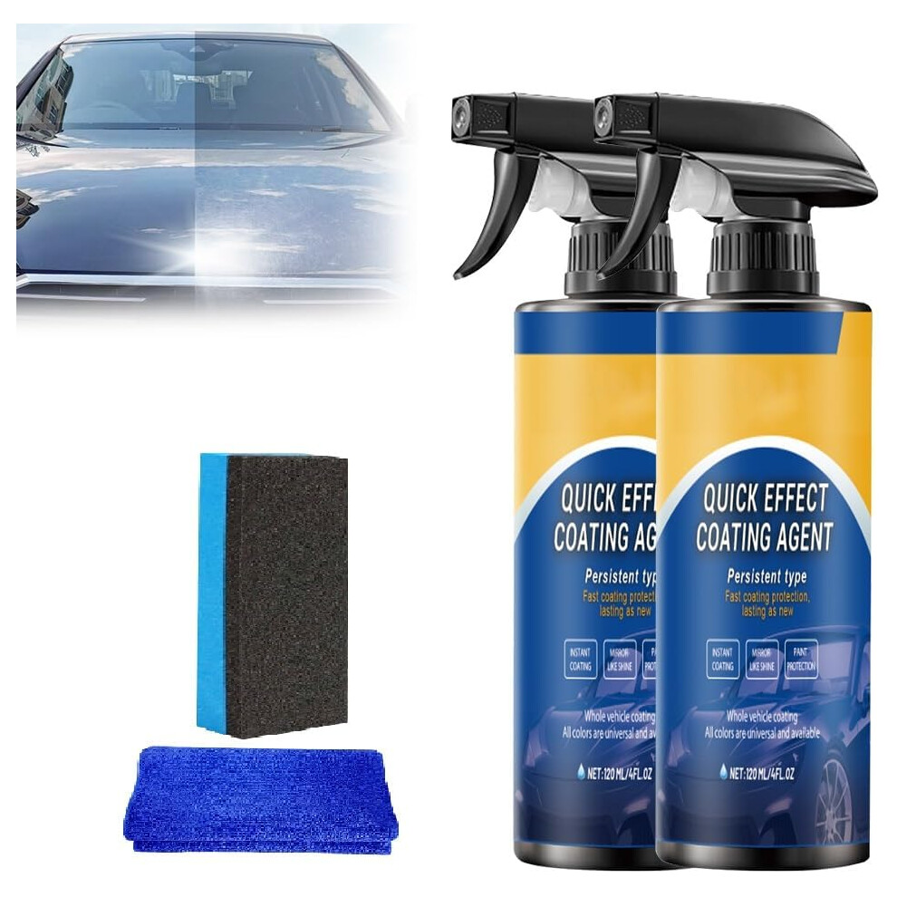 (2Pcs, -) Car Quick-Acting Coating Agent Spray, 120Ml Nano Hydrophobic 5437706512066