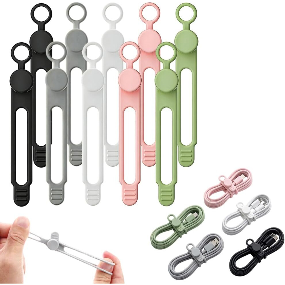 (20Pcs-B, -) 20Pcs Data Cable Organizer Ties, Silicone Cord Management 5437706512219