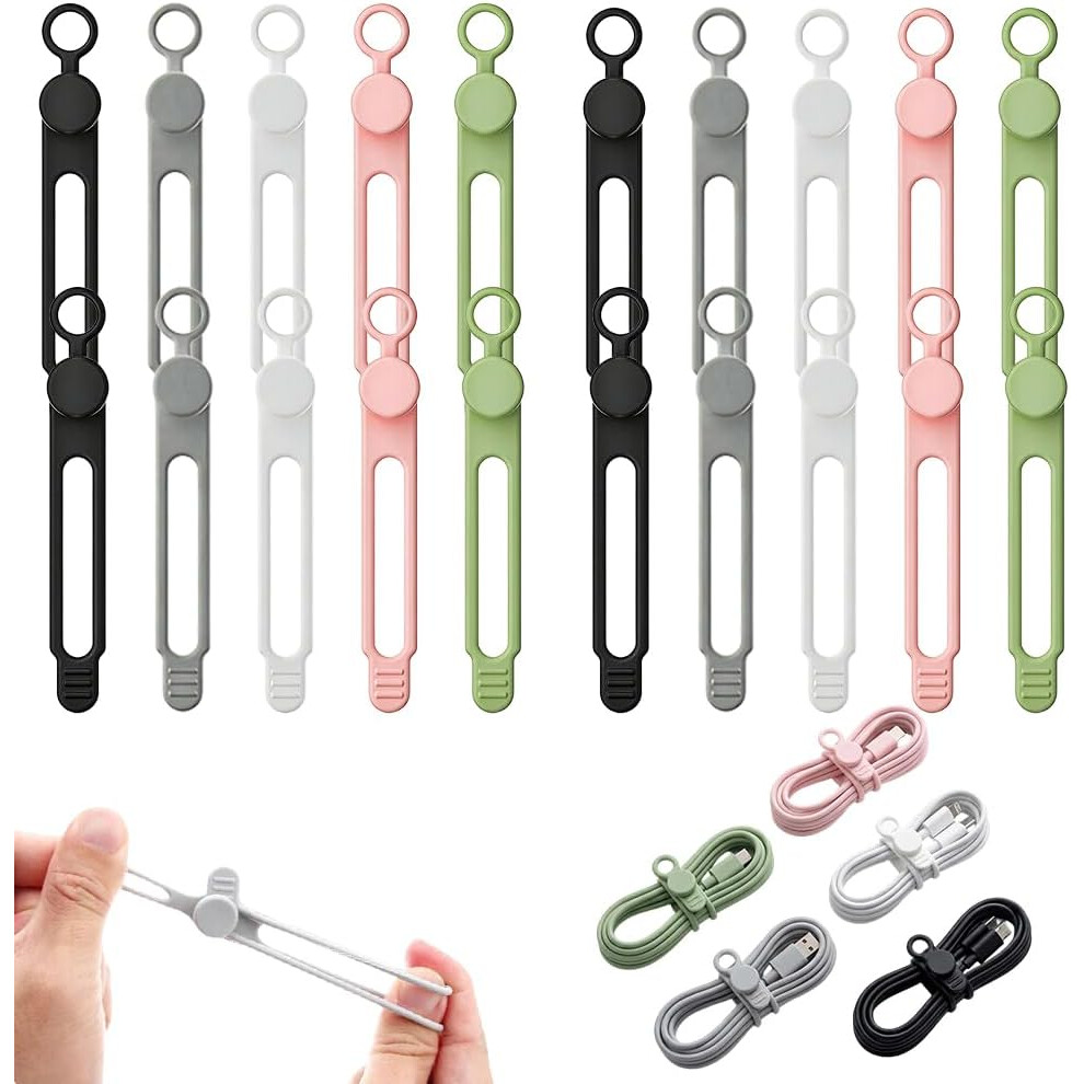 (20Pcs-A, -) 20Pcs Data Cable Organizer Ties, Silicone Cord Management 5437706512196