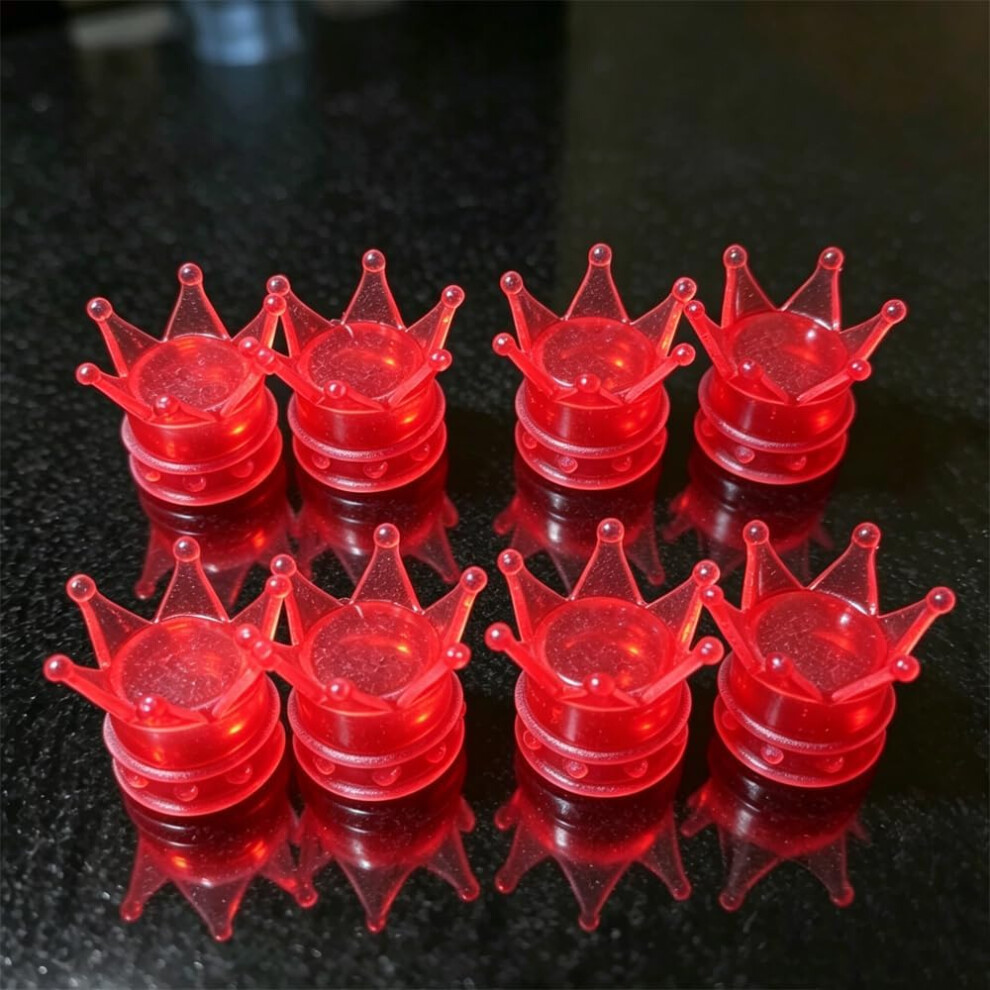 (, -) 8Pcs Glow In The Crown Tire Valve Caps, Universal Fluorescent Red/Dark 5437706512592