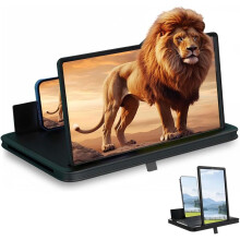 (Black, 12 Inch) Telefoon Schermvergroter - 3D HD, Vouwbare Standaard