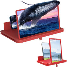 (Red, 14 Inch) Telefoon Schermvergroter - 3D HD, Vouwbare Standaard