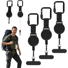 (3pcs, -) 27.5” Retractable Phone Lanyard, Secure Locking Clip 360