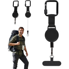 (1pcs, -) 27.5” Retractable Phone Lanyard, Secure Locking Clip 360