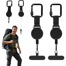 (2pcs, -) 27.5” Retractable Phone Lanyard, Secure Locking Clip 360