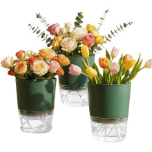 (Green, -) 3 pots plantes auto-arrosants, verts