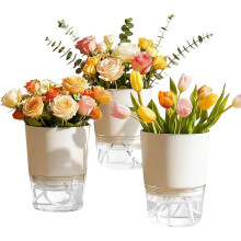 (White, -) 3 pots plantes auto-arrosants, verts