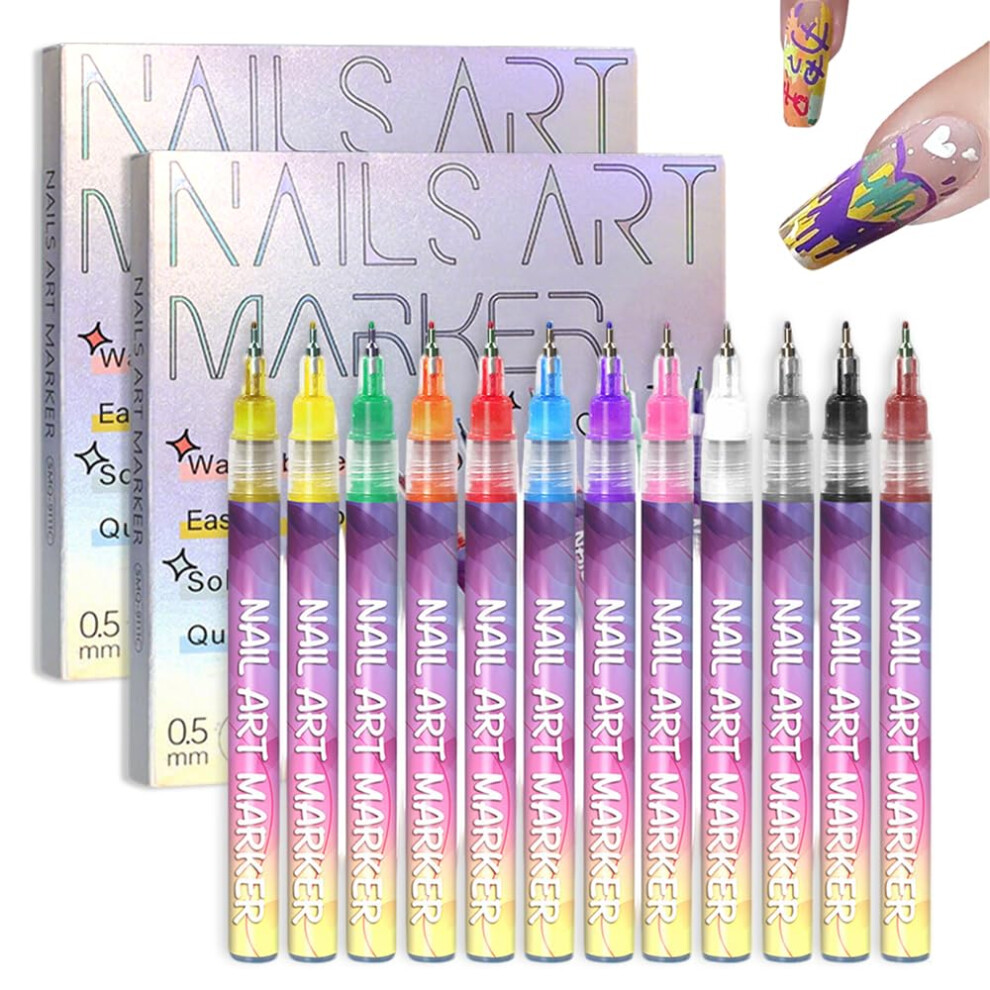 Oimg (3Set, -) 12 Colors Nail Art Marker Pens Set, Waterproof Quick-Drying