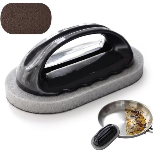 (Brown, -) Cleaning Sponges Eraser with Handle, Multi-Functional Scrubber