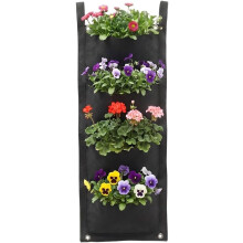 (Black - 4port, -) Hanging Strawberry/Tomato Planter, Upside Down Fabric Grow Bag