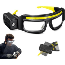 (Yellow, -) LED Rechargeable Headlight Glasses, 5 Modes Motion Sensor