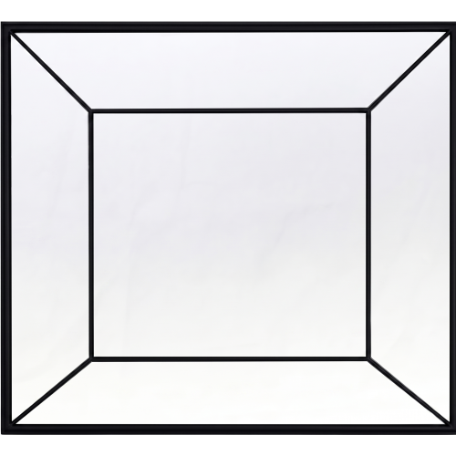 3x Contemporary Black Mirror Square Plastic 25x1Cm 2
