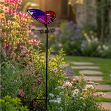(Pink Butterfly, -) Mize de grădină metalice strălucitoare în formă de libelulă, decor exterior rezistent la intemperii