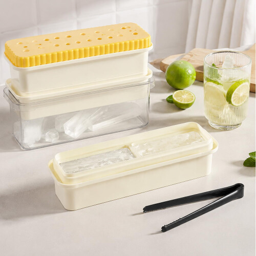 (Two Grids, -) Double Layer Ice Cube Tray with Box, Soup Cube Maker for Freezer
