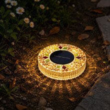 (Yellow, -) Ultra Thin Solar Outdoor Disk Lights, Auto On/Off Pathway Decor