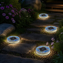 (Blue, -) Ultra Thin Solar Outdoor Disk Lights, Auto On/Off Pathway Decor