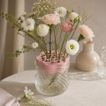 (Pink-large, -) Silicone Vaas Spiraal Standaard - Bloemschik Accessoire