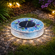 (Blue, -) Ultra Thin Solar Outdoor Disk Lights, Auto On/Off Pathway Decor
