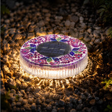 (Purple, -) Ultra Thin Solar Outdoor Disk Lights, Auto On/Off Pathway Decor