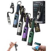 (4pcs, -) 4-in-1 digitaalisella näytöllä varustettu avaimenperän latauskaapeli, 65 W:n USB-C-pikaliitin