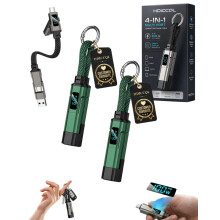 (2pcs-Green, -) 4-in-1 digitaalisella näytöllä varustettu avaimenperän latauskaapeli, 65 W:n USB-C-pikaliitin