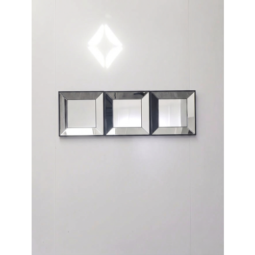 3x Contemporary Black Mirror Square Plastic 25x1Cm 1