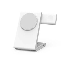 3-in-1 Foldable Wireless Charger Stand for 15/14 and Watch S8/7 Magnetic Fast Charging Dock White