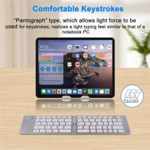 Foldable Keyboard. Portable Ultra-Thin Multi-Device Wireless Keyboard. 66-Key Rechargeable Keyboard