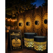 (Warm, 2pcs) Solar Mandala Wall Light, Color Changing Projector Outdoor