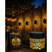 (Warm, 1pc) Solar Mandala Wall Light, Color Changing Projector Outdoor