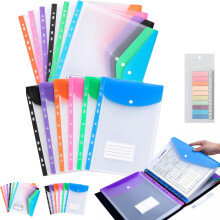 (6* Landscape + 6* Portrait, -) 11 Hole Expanding File Pockets, Plastic Envelopes for Binder