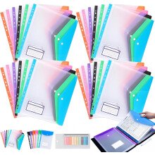 (24* Landscape, -) 11 Hole Expanding File Pockets, Plastic Envelopes for Binder