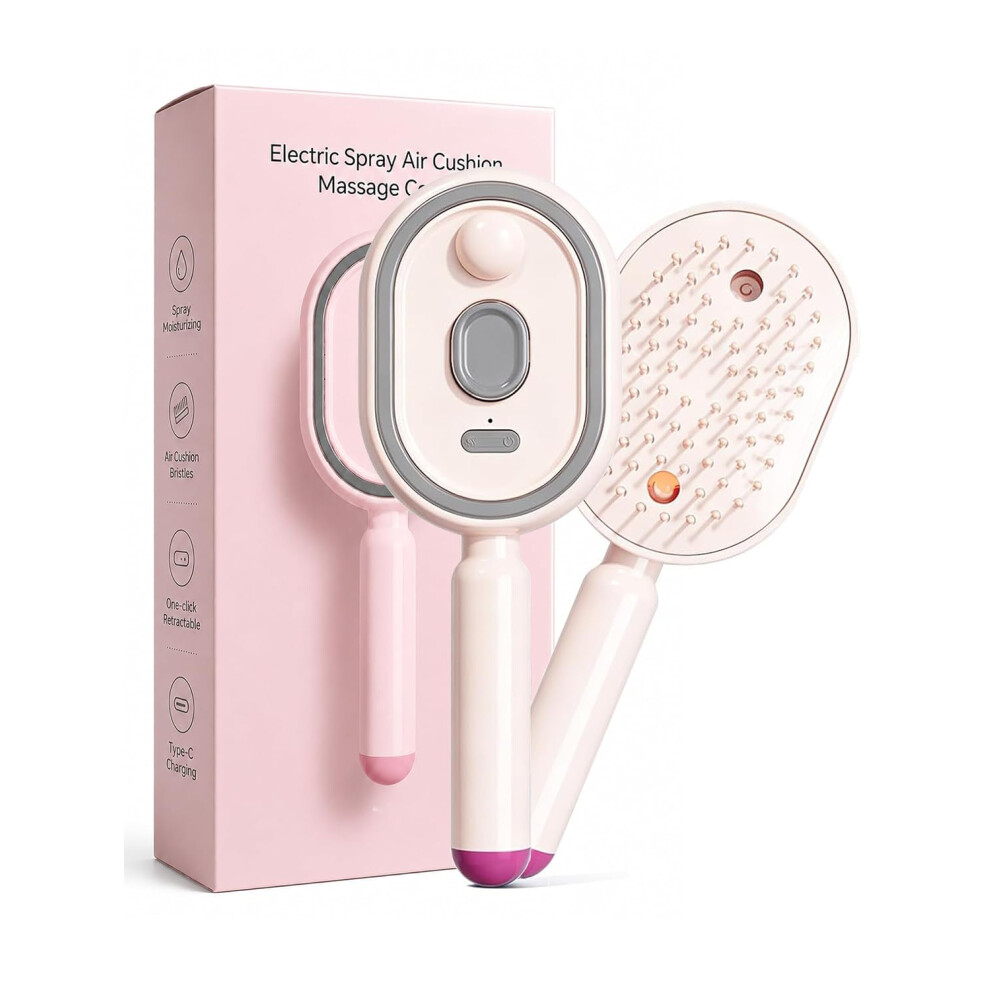 Oimg (Pink, -) Electric Spray & Massage Hair Brush, Detangling Steam Brush