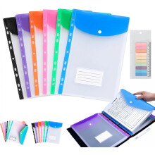 (6* Portrait, -) 11 Hole Expanding File Pockets, Plastic Envelopes for Binder