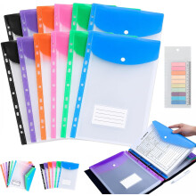 (12* Portrait, -) 11 Hole Expanding File Pockets, Plastic Envelopes for Binder