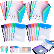 (12* Landscape + 12* Portrait, -) 11 Hole Expanding File Pockets, Plastic Envelopes for Binder