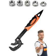(S:0.55-1.2in, -) Self Adjusting Pipe Wrench, High-Carbon Steel Plumbing Tool